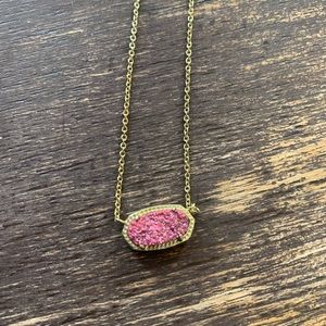 Gold Kendra Scott Magenta Druzy Necklace